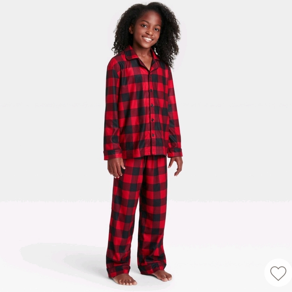 Wondershop Kids Holiday Buffalo Check Flannel Matching Family Pajamas Set Red